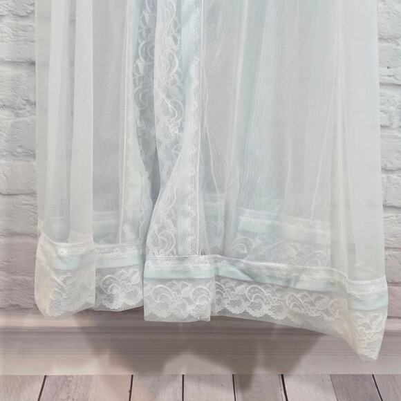 W Miss Elaine Sheer Lace Blue Nightgown Robe Vintage Deadstock NWT Women Size L - Picture 6 of 14